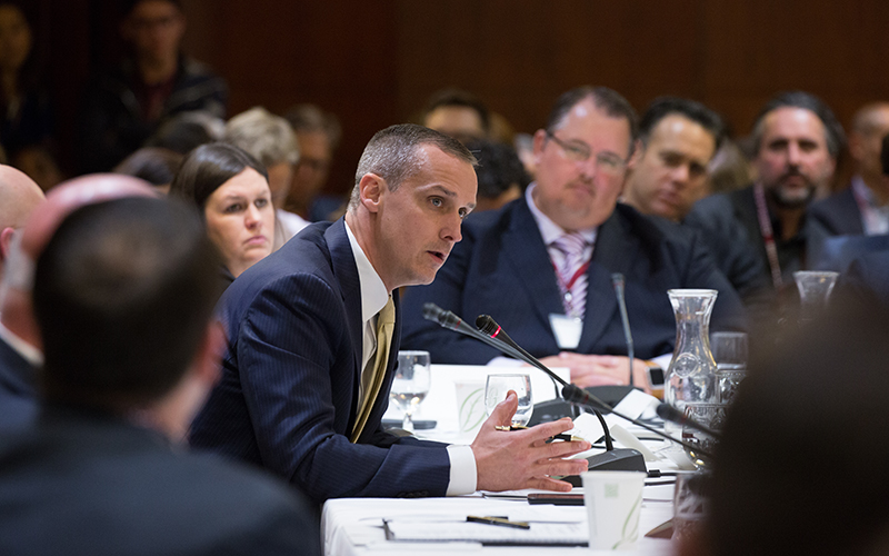 Corey Lewandowski at a Harvard University conference on the 2016 presidential campaign (Credit: Institute of Politics, Harvard)